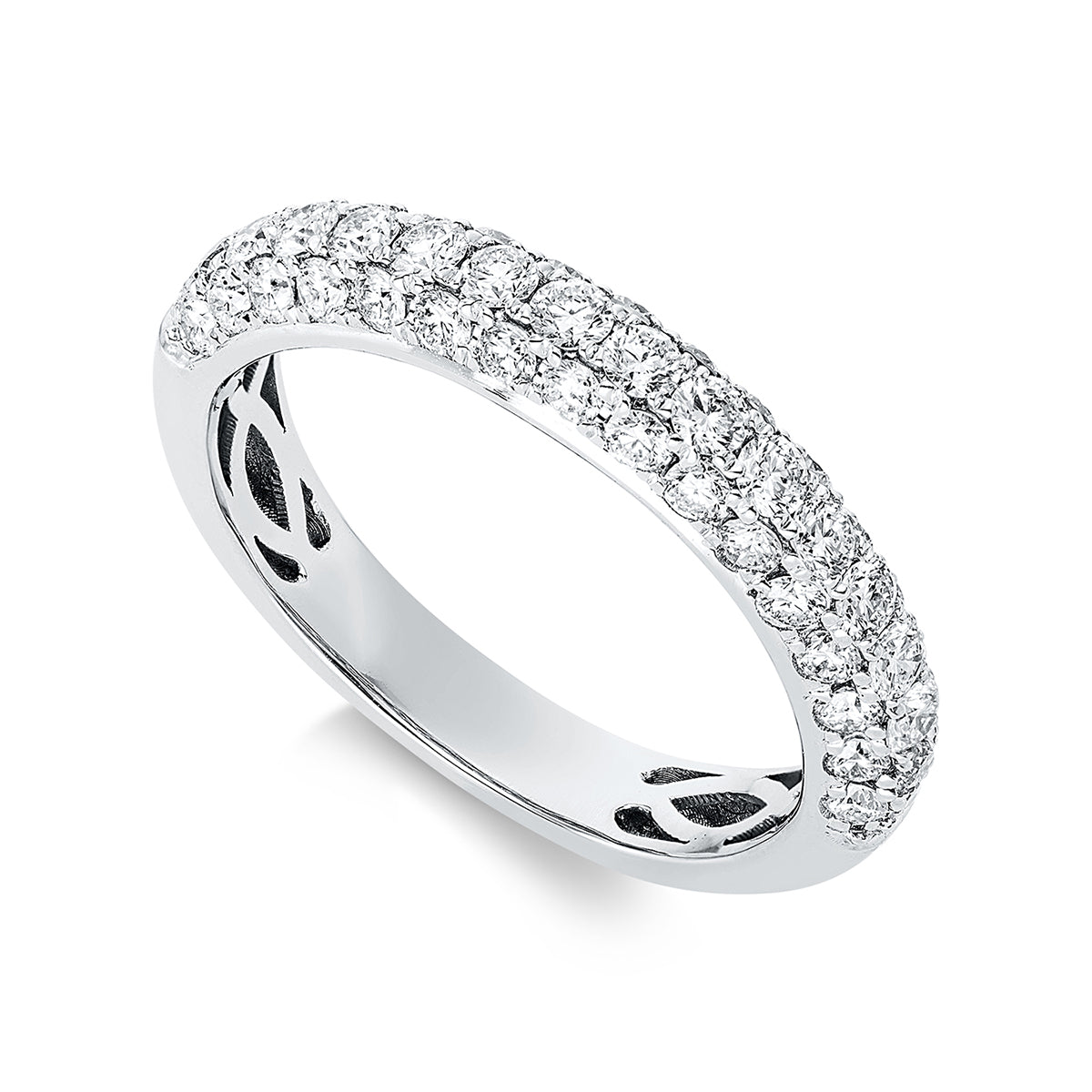 diamond full cut  pavé ring in white gold