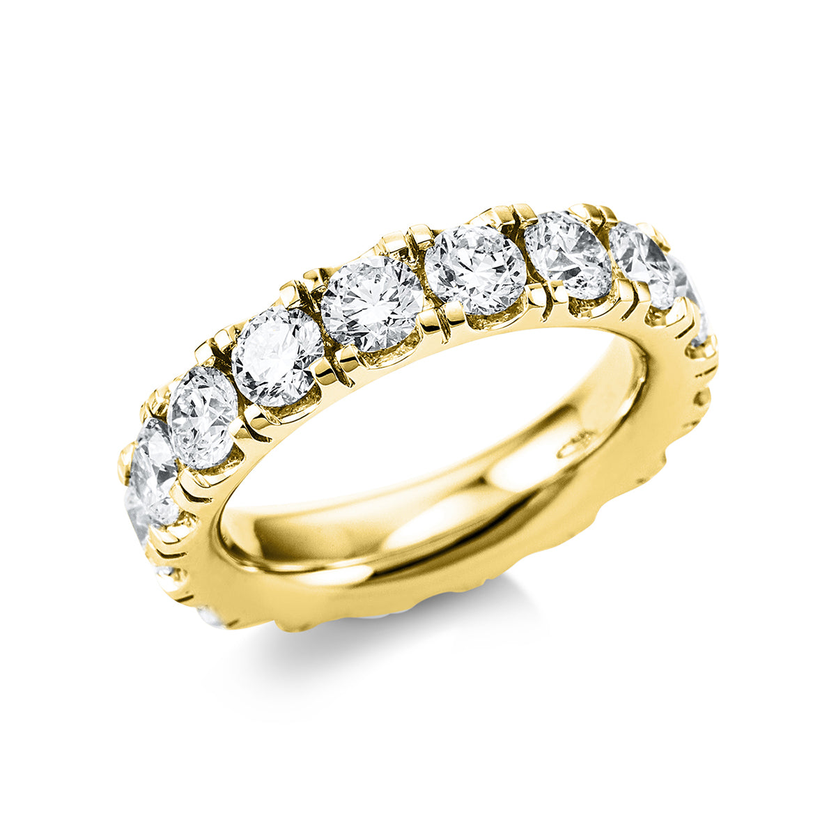 diamond full cut  eternity full ring in yellow gold