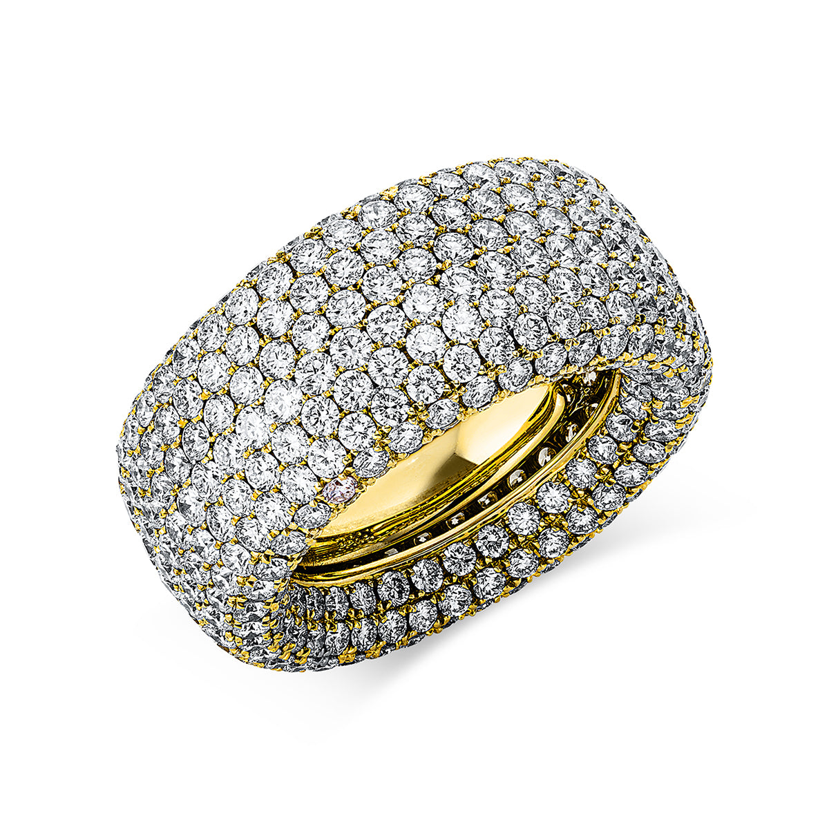 diamond full cut  pavé ring in yellow gold