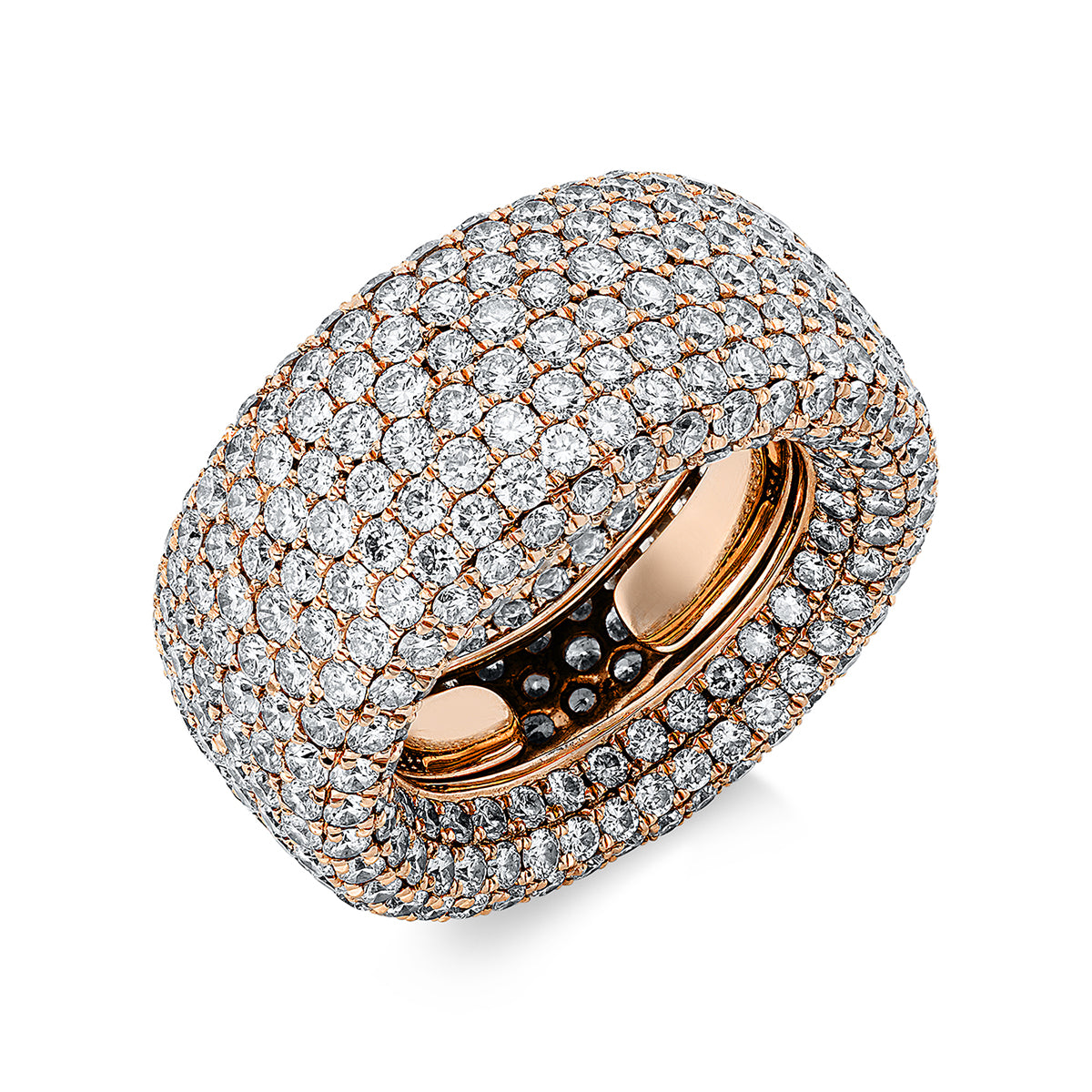 diamond full cut  pavé ring in red gold