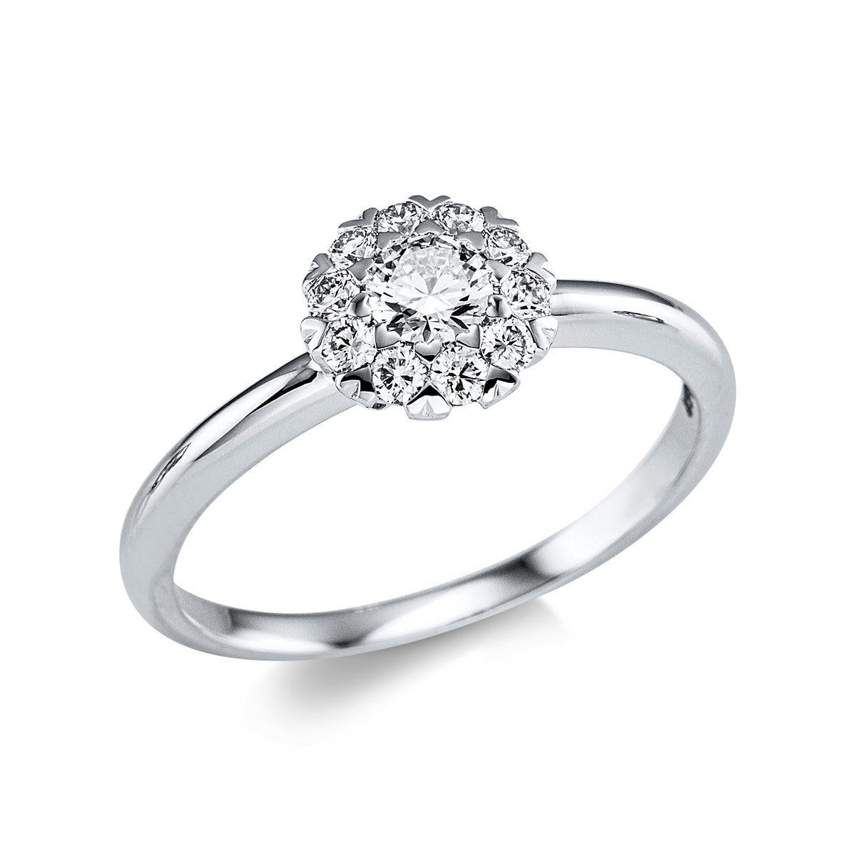 diamond full cut  illusion classic ring in white gold
