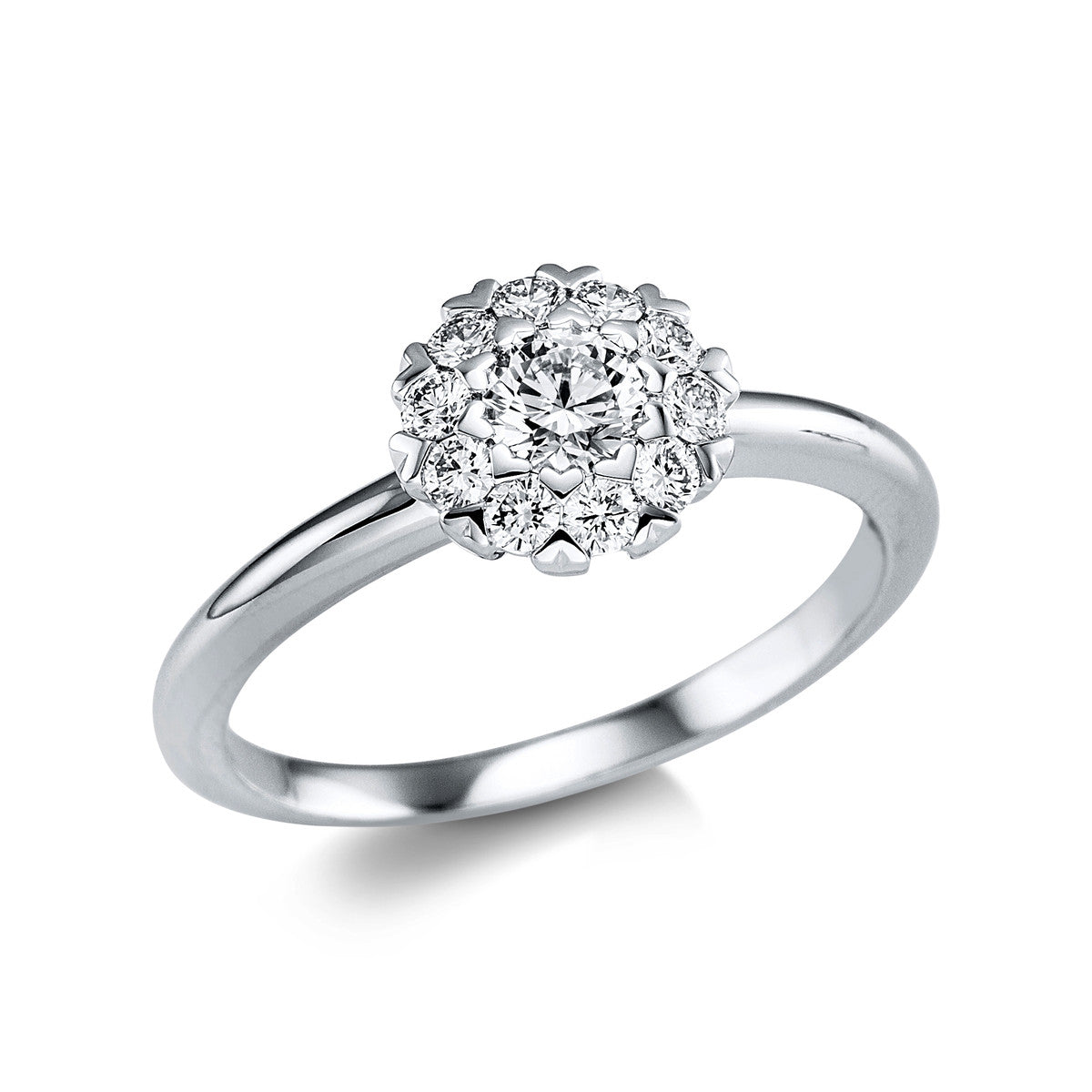 diamond full cut  illusion classic ring in white gold