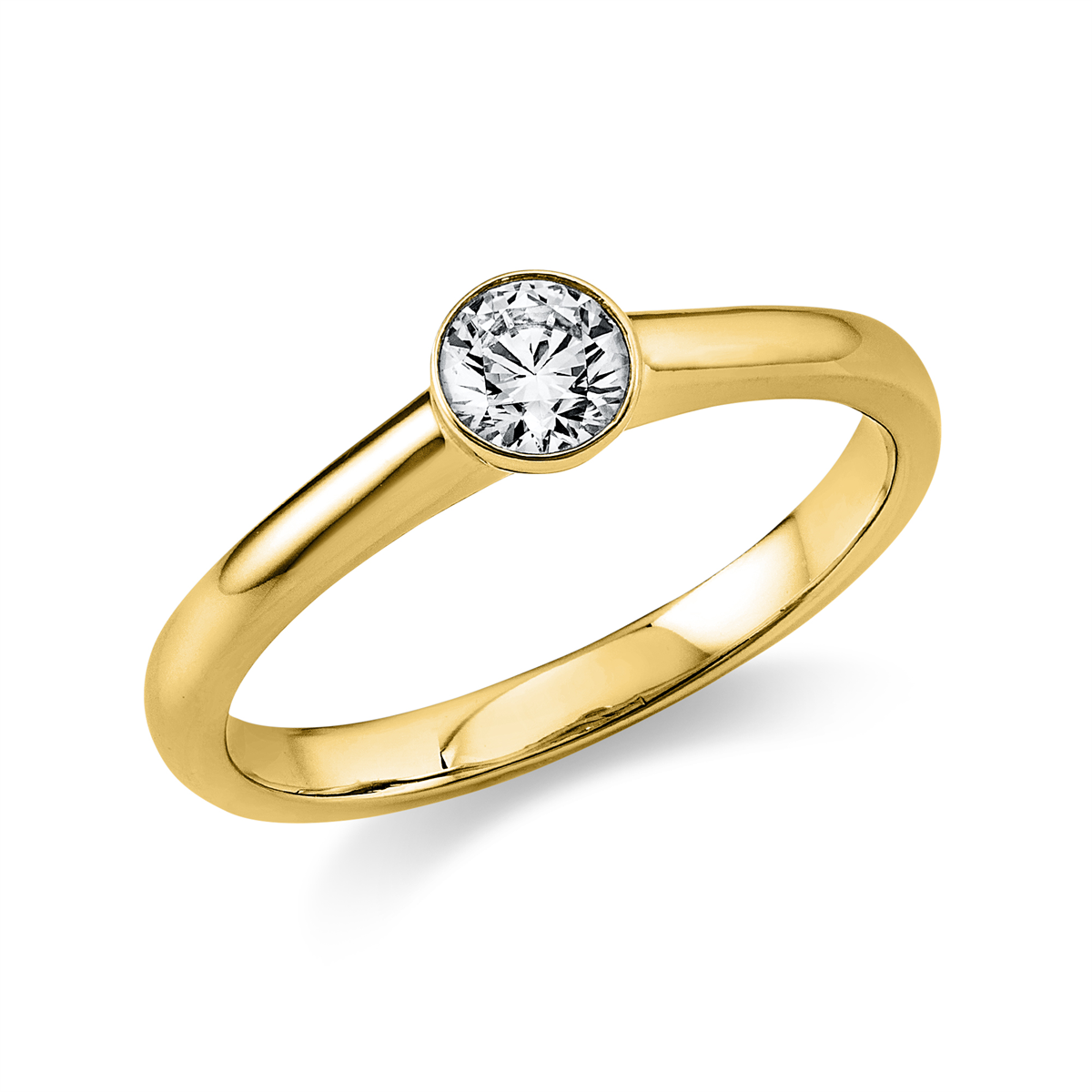 diamond full cut  solitaire ring in yellow gold