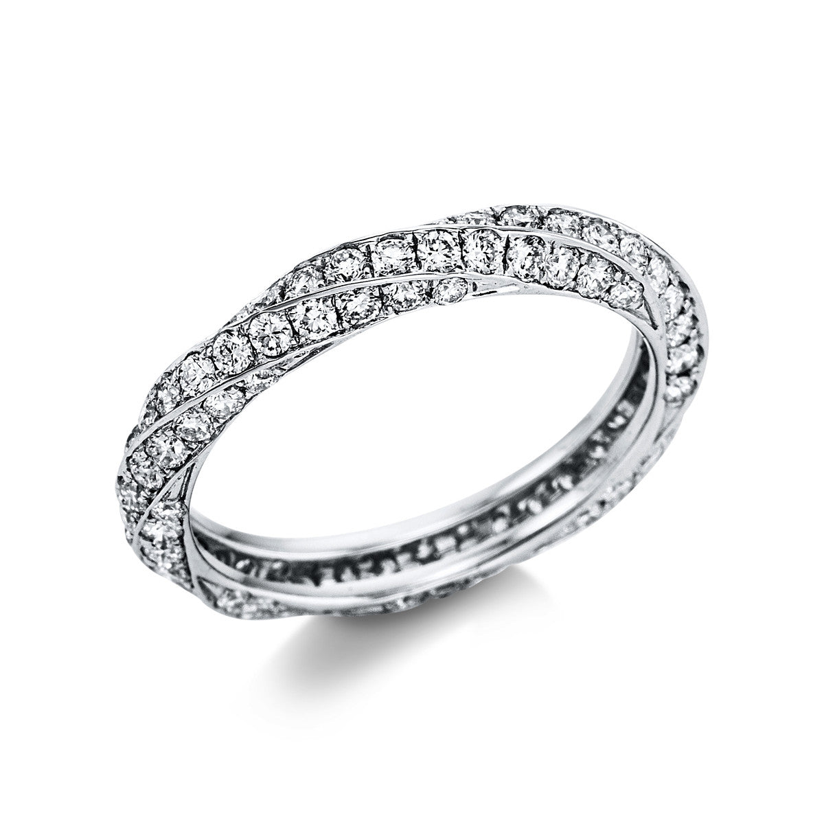 diamond full cut  pavé ring in white gold