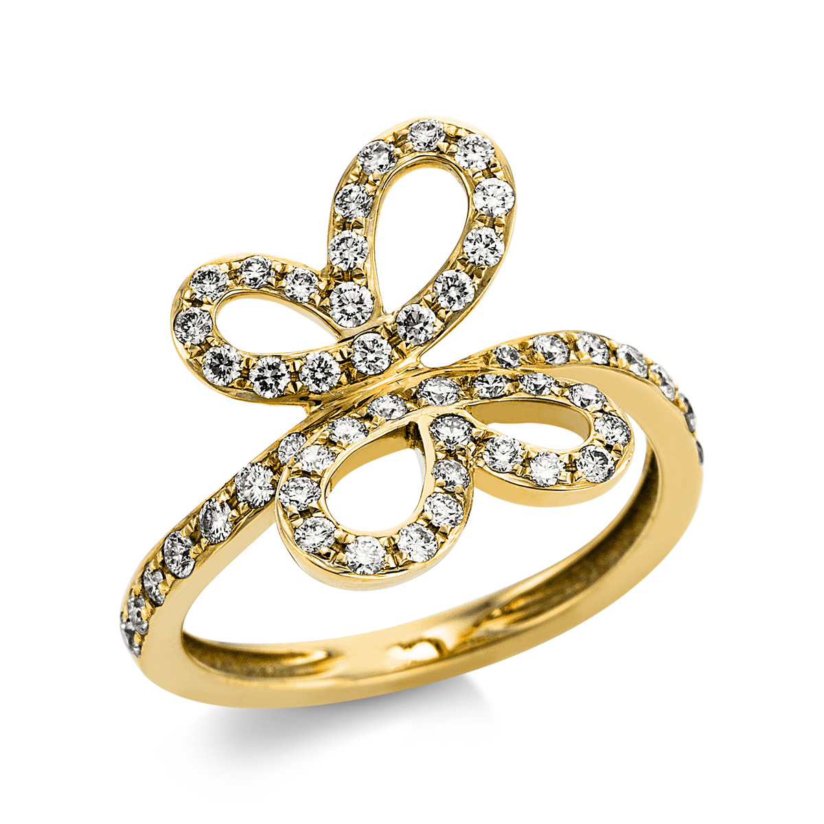 diamond full cut  multi-stone ring in yellow gold