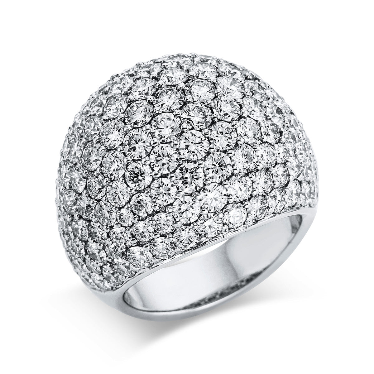 diamond full cut  pavé ring in white gold