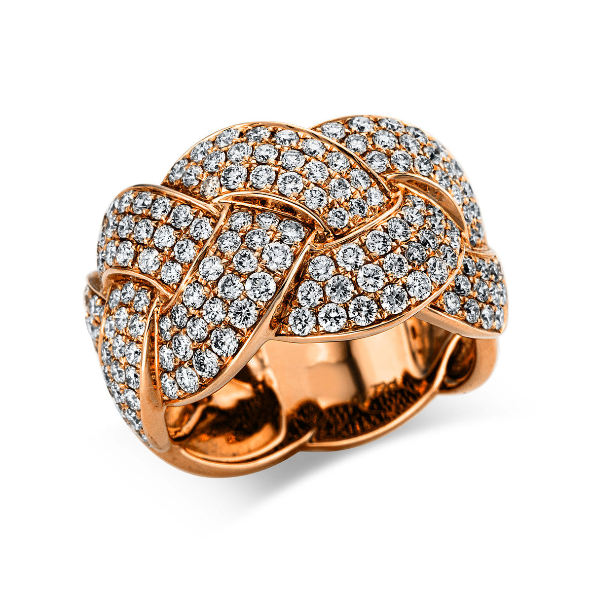 diamond full cut  pavé ring in red gold