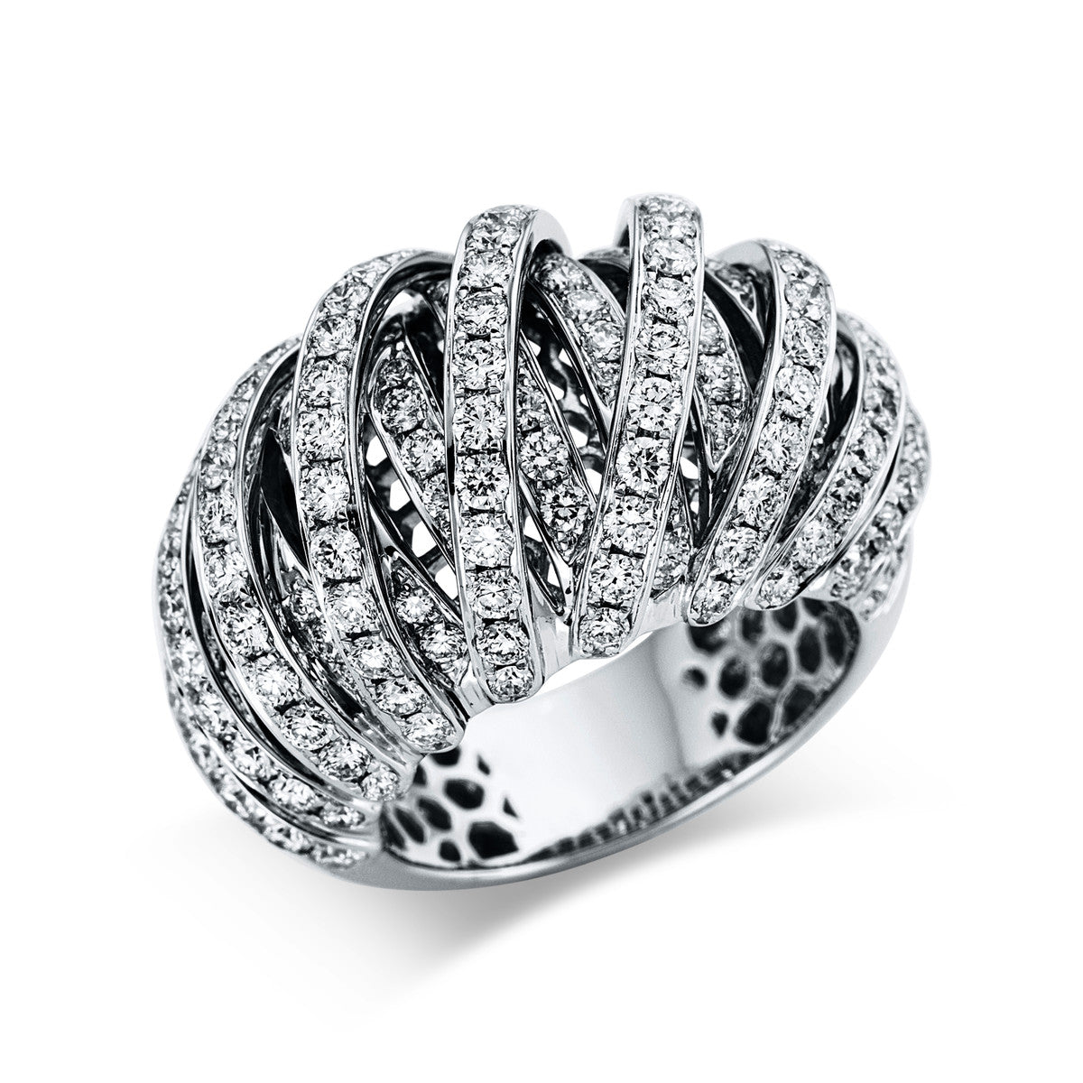 diamond full cut  pavé ring in white gold