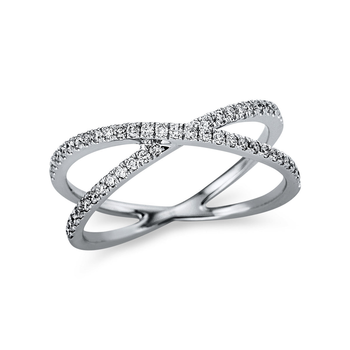 diamond full cut  modern woman ring in white gold