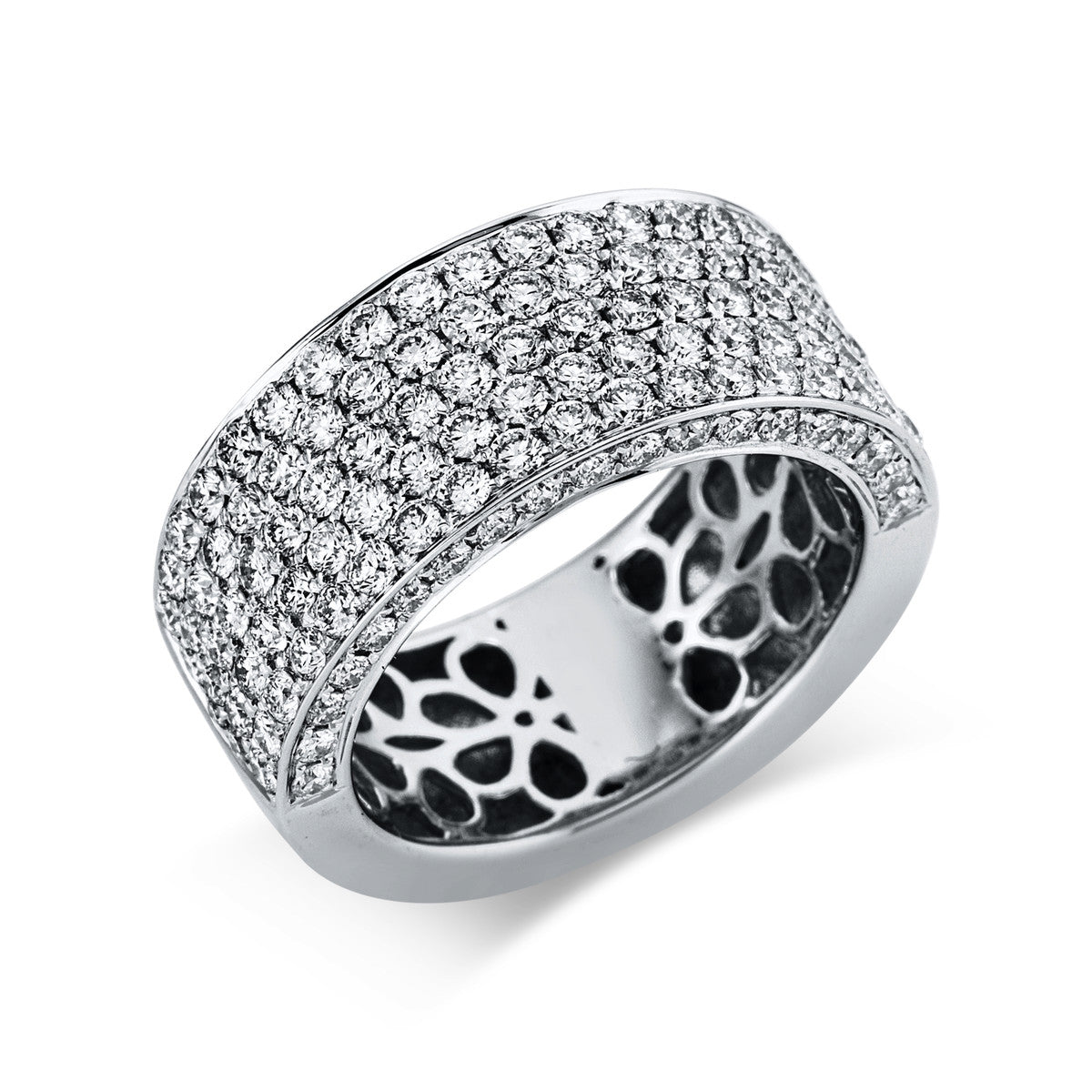 diamond full cut  pavé ring in white gold