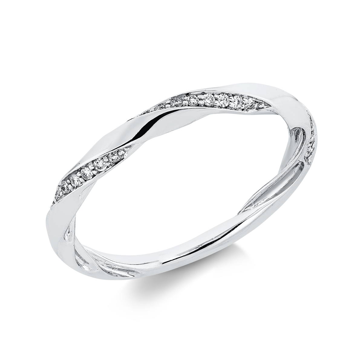 diamond full cut  modern woman ring in white gold