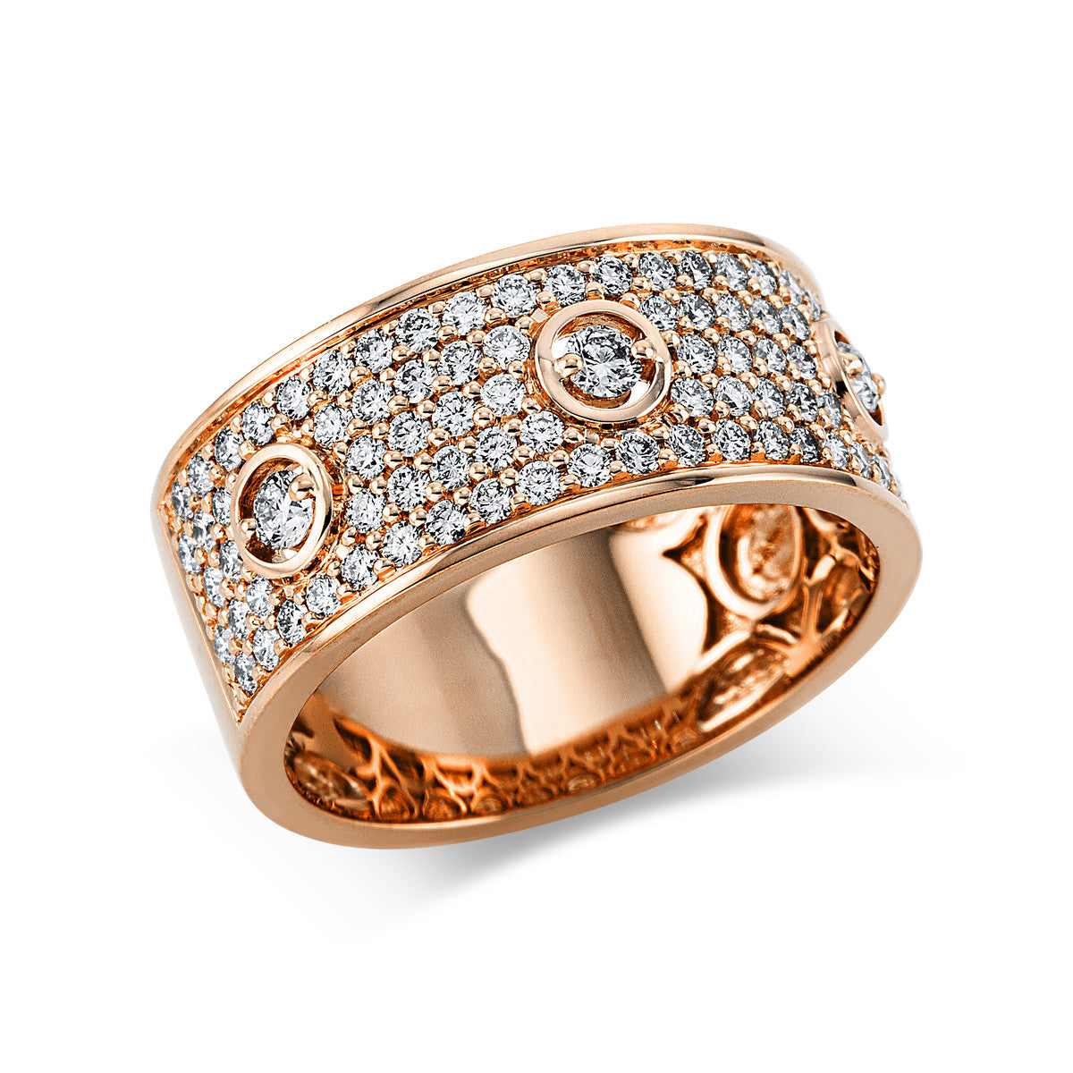 diamond full cut  pavé ring in red gold