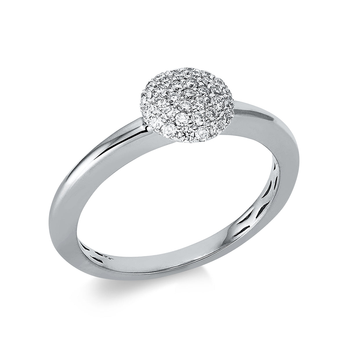 diamond full cut  pavé ring in white gold