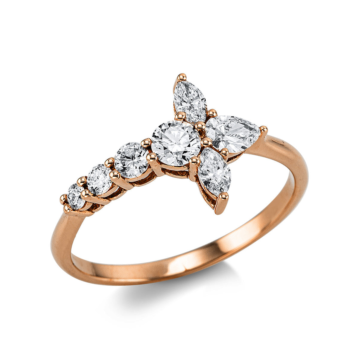 fantasy-cut  modern woman ring in red gold