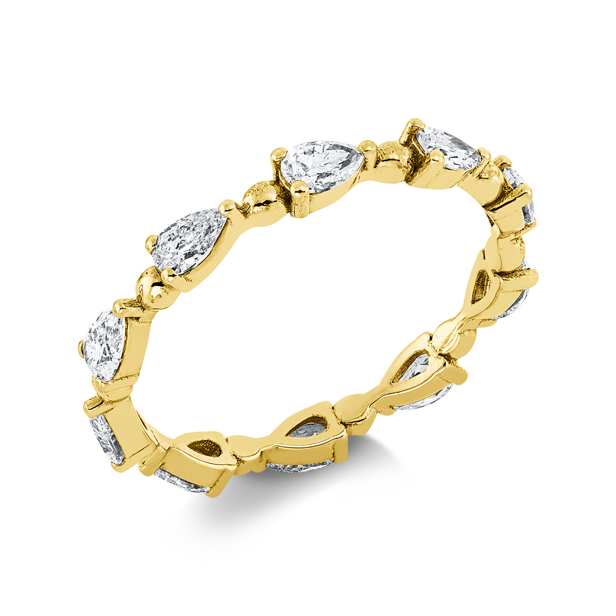 pear shape  modern woman ring in yellow gold