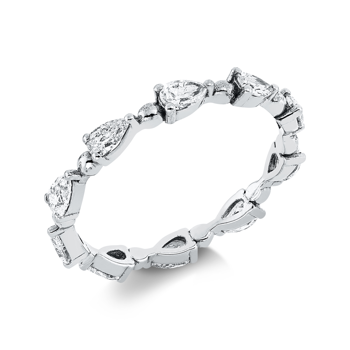 pear shape  modern woman ring in white gold