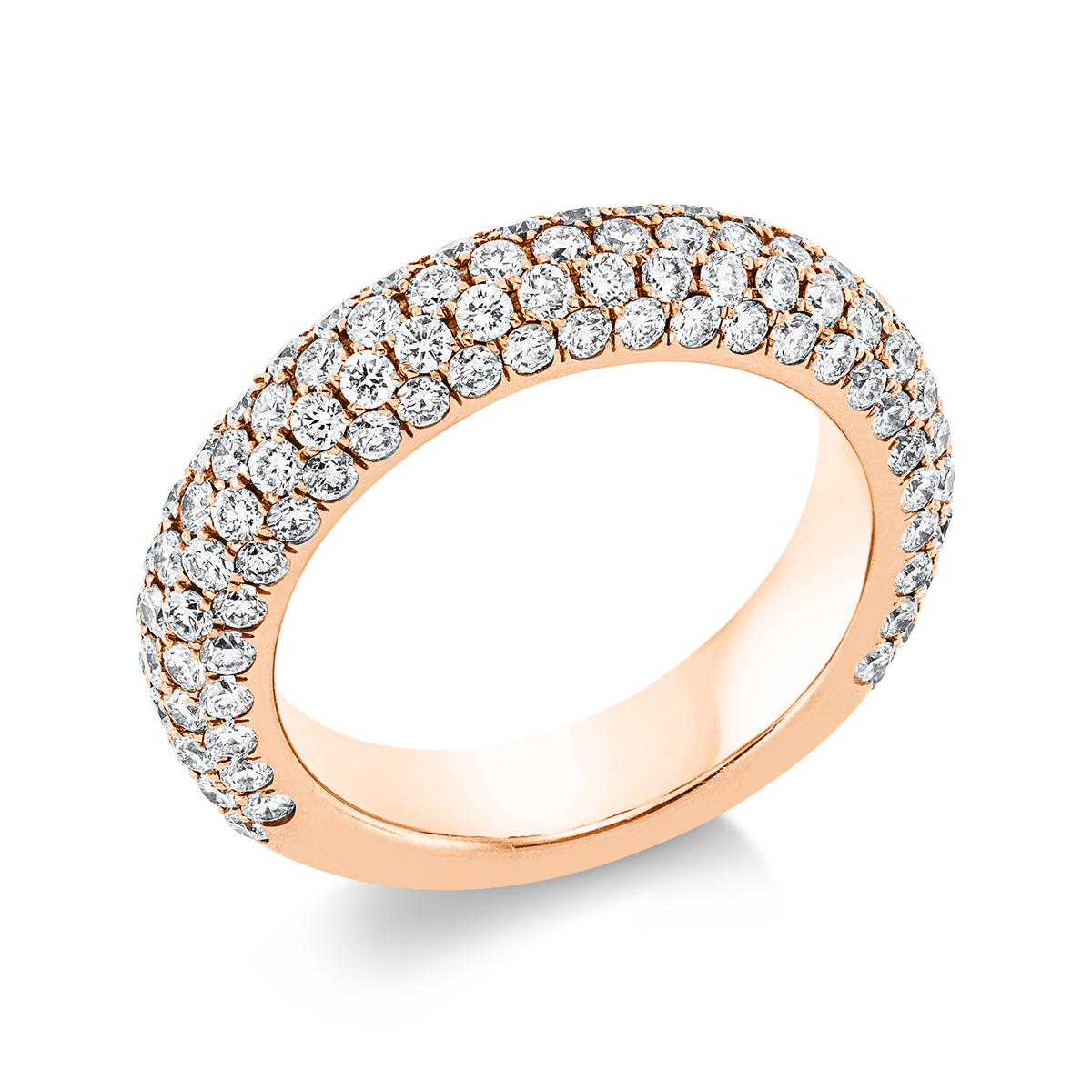 diamond full cut  pavé ring in red gold