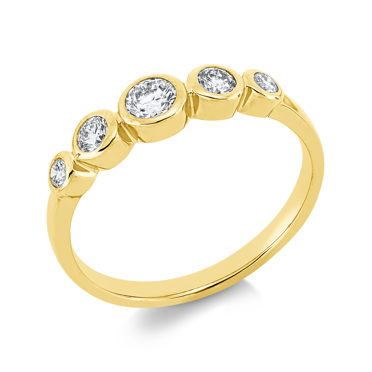 diamond full cut  modern woman ring in yellow gold