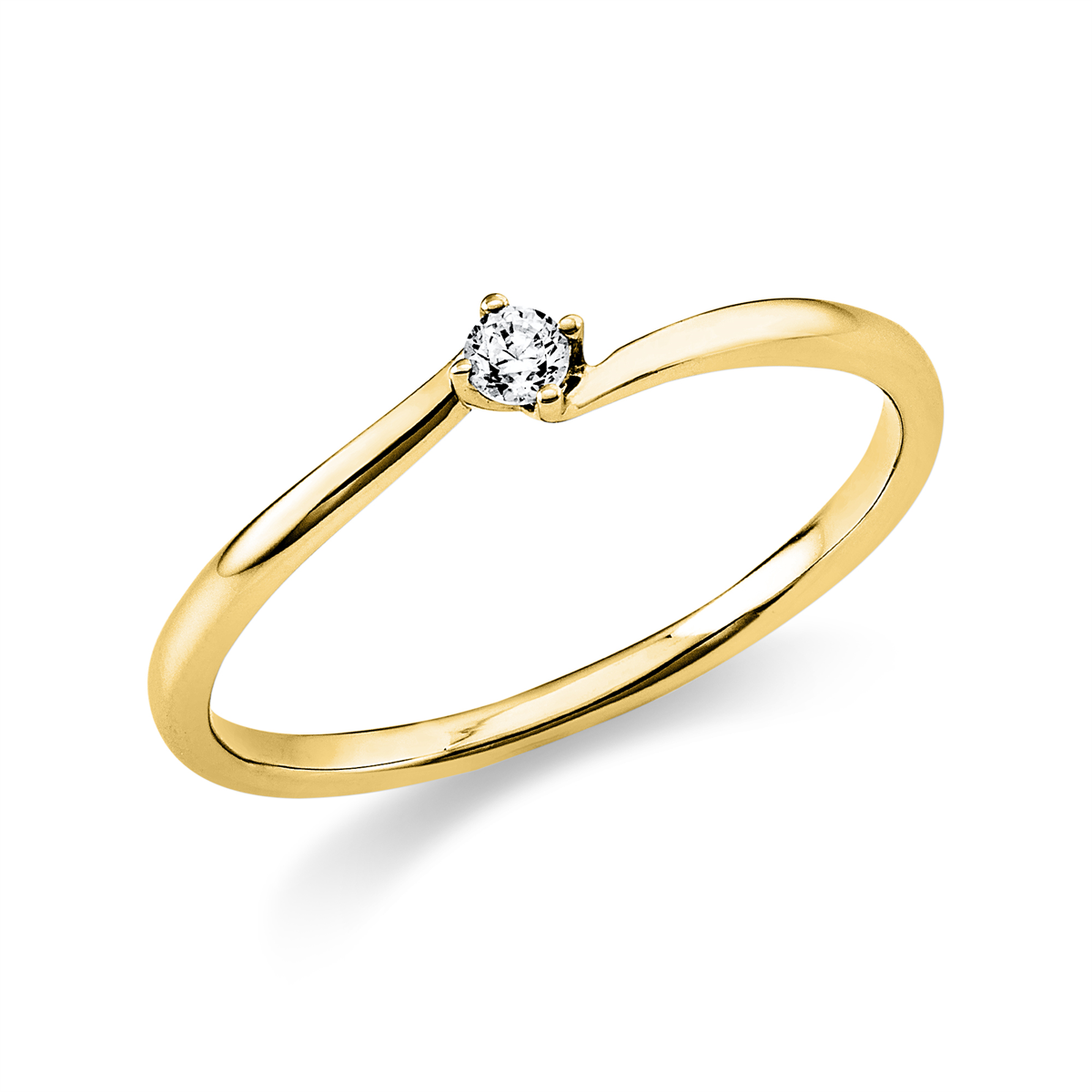 diamond full cut  solitaire ring in yellow gold