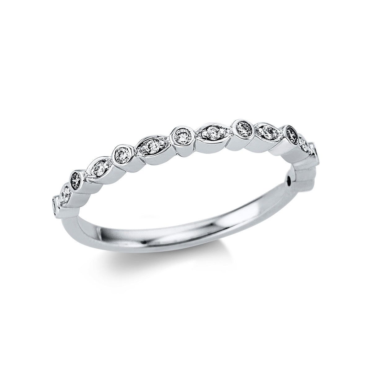 diamond full cut  modern woman ring in white gold