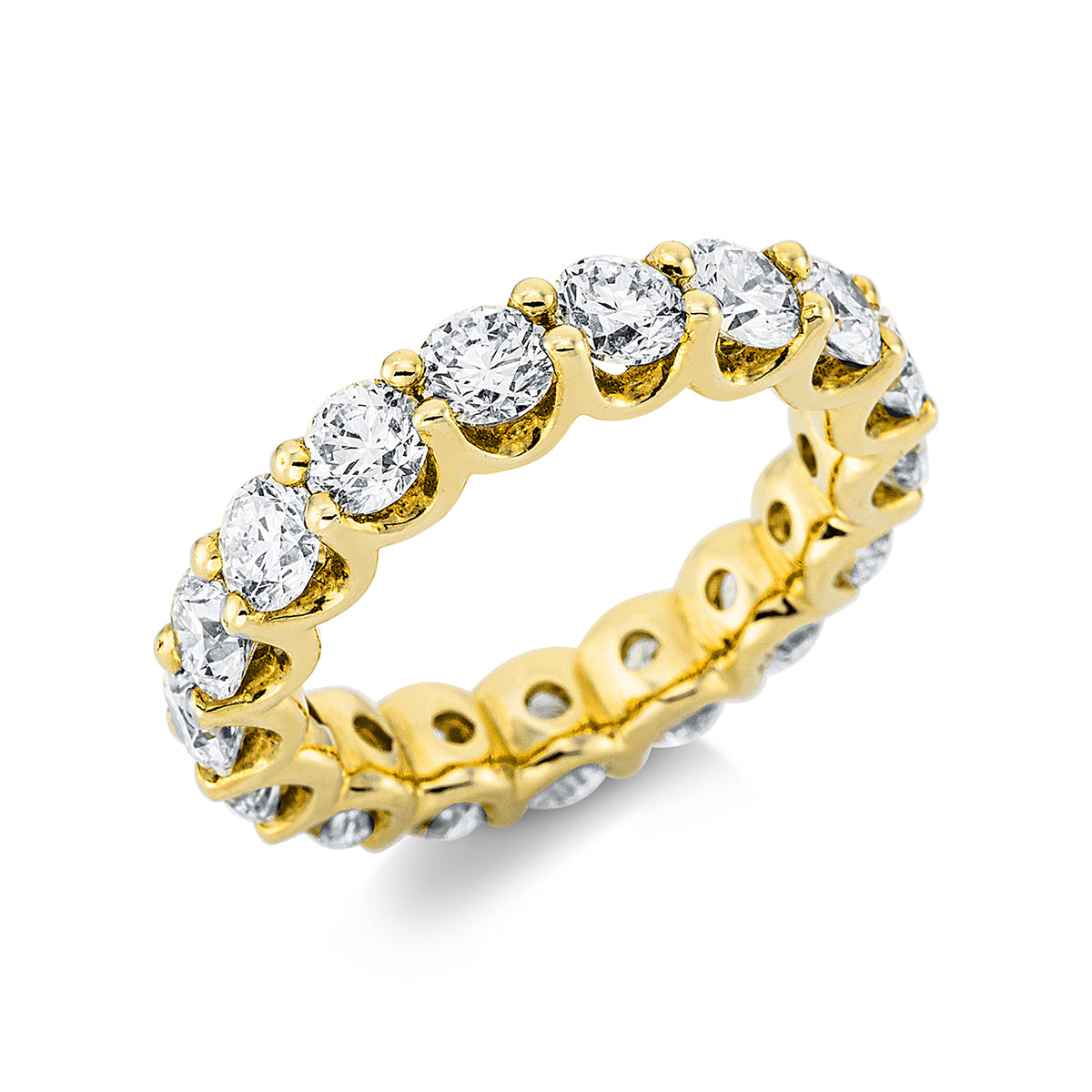 diamond full cut  eternity full ring in yellow gold