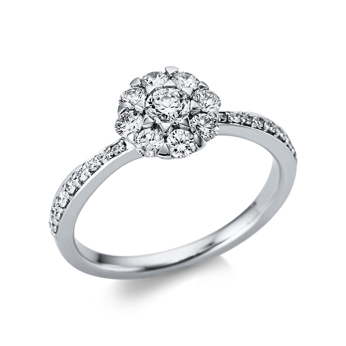 diamond full cut  illusion classic ring in white gold