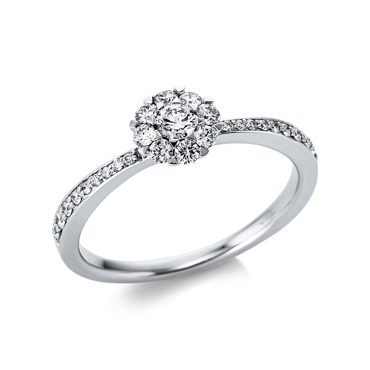 diamond full cut  illusion classic ring in white gold
