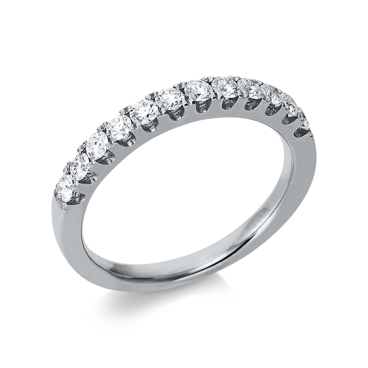 diamond full cut  eternity half ring in white gold