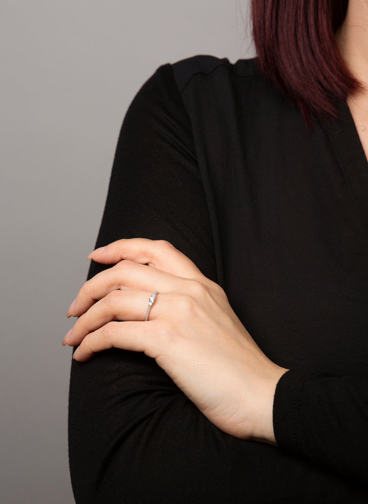 solitaire ring met accentstenen - 1K433