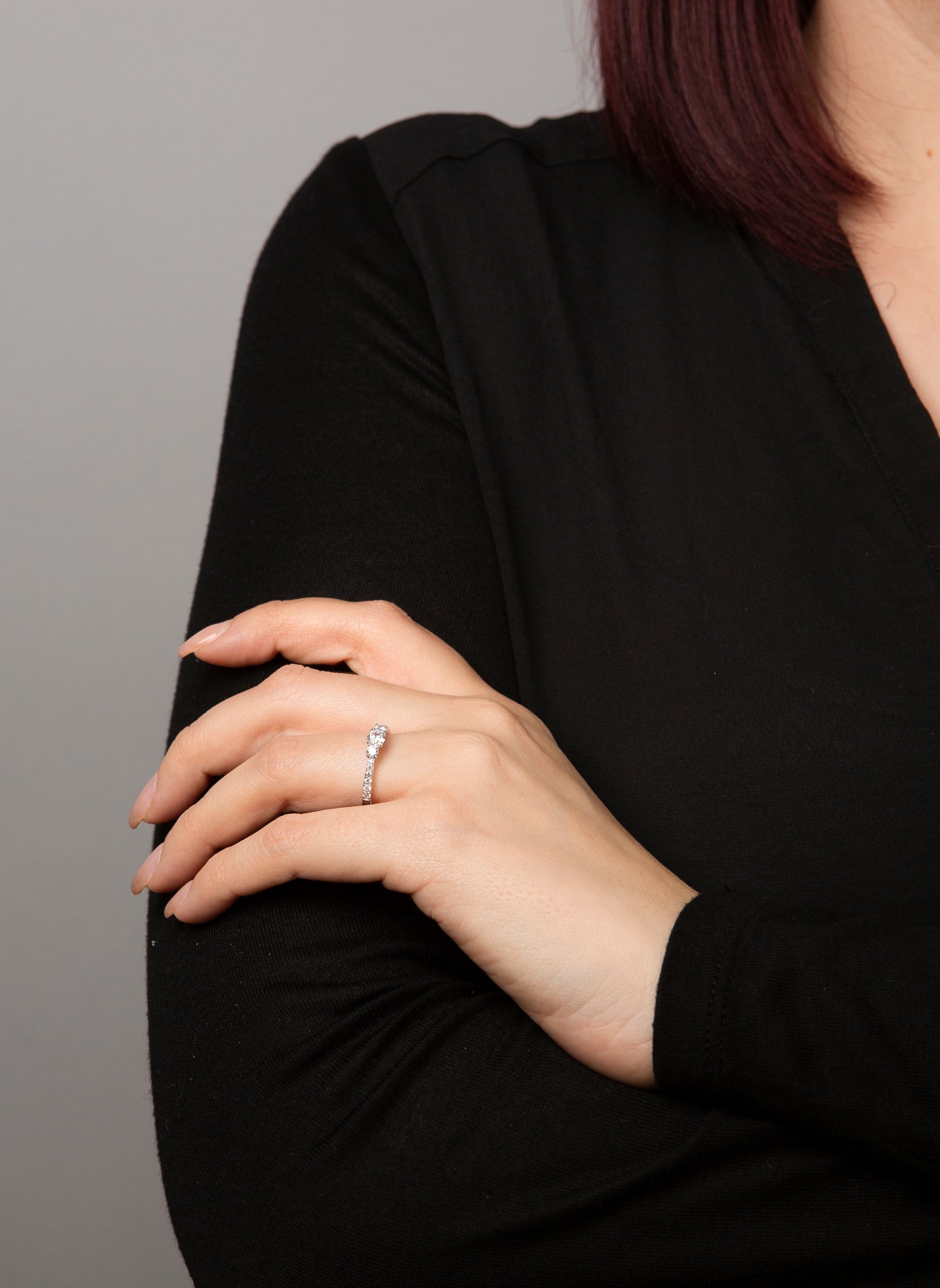 solitaire ring met accentstenen - 1K435