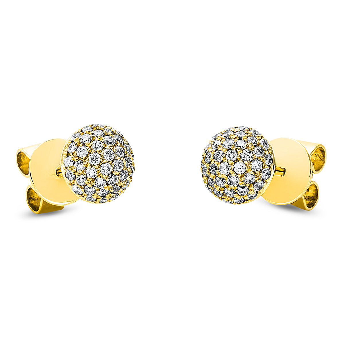 diamond full cut  pavé studs in yellow gold