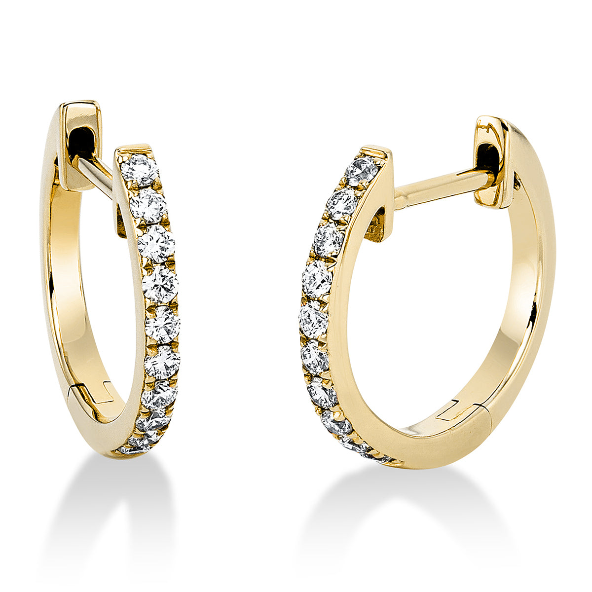diamond full cut  modern woman hoops & huggies in yellow gold