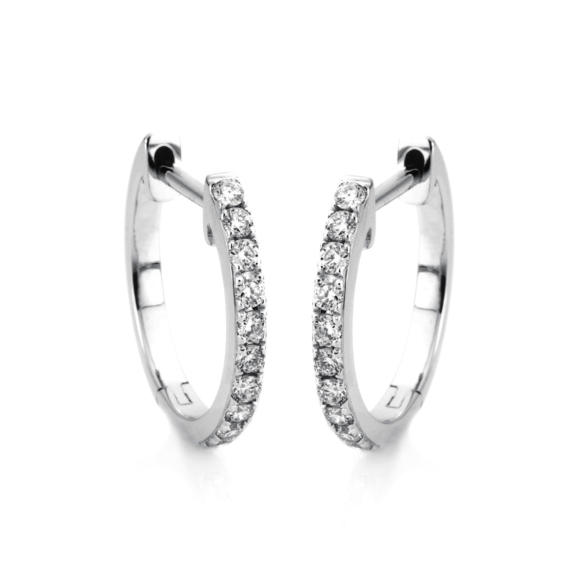 diamond full cut  modern woman hoops & huggies in white gold