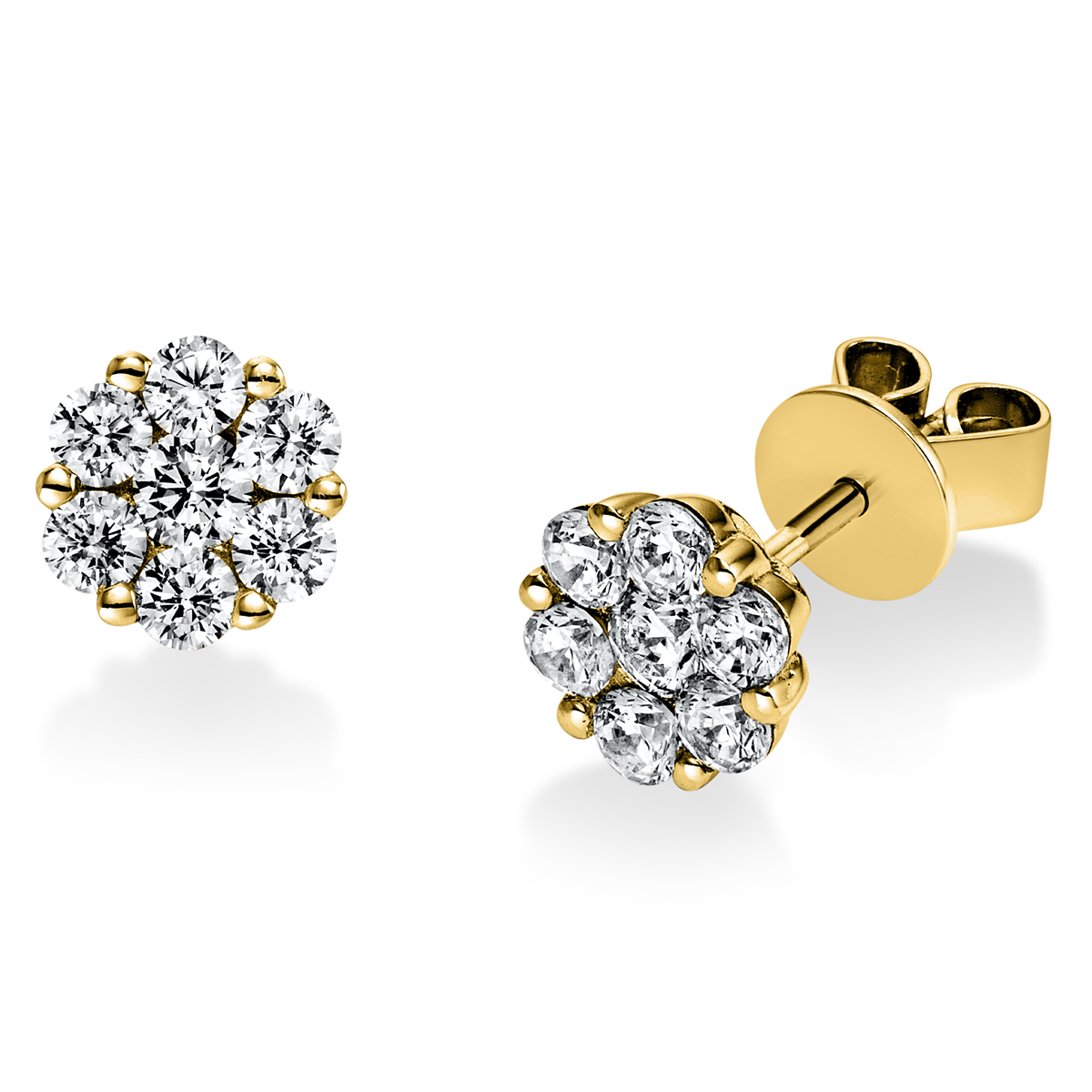 diamond full cut  illusion classic studs in yellow gold