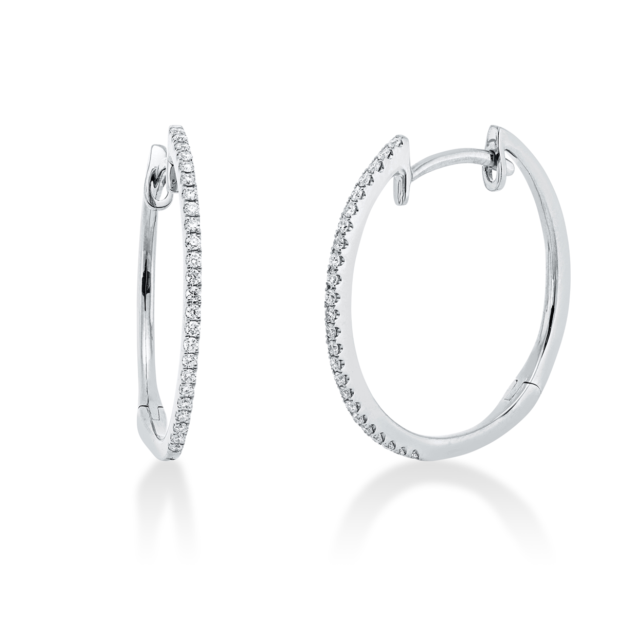 diamond full cut  modern woman hoops & huggies in white gold