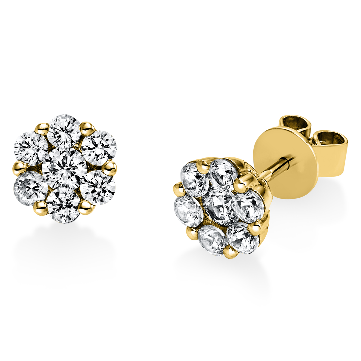 diamond full cut  illusion classic studs in yellow gold