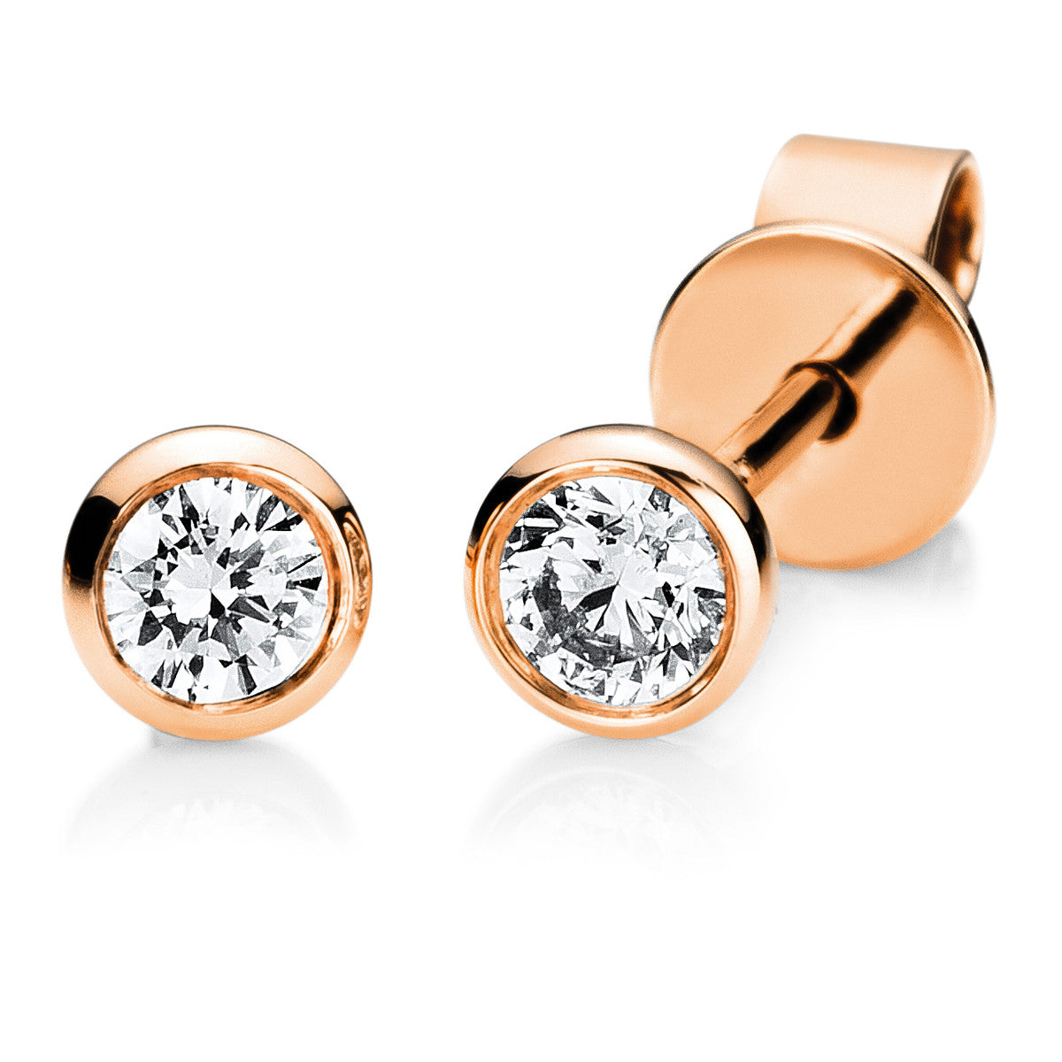 diamond full cut  solitaire studs in red gold