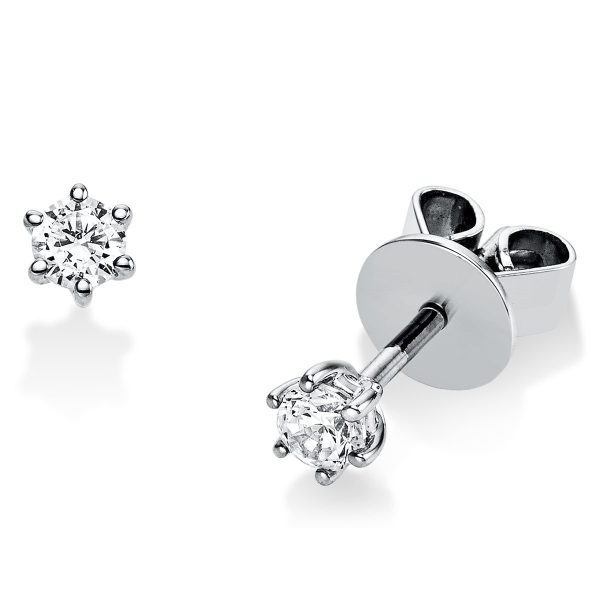 diamond full cut  solitaire studs in white gold