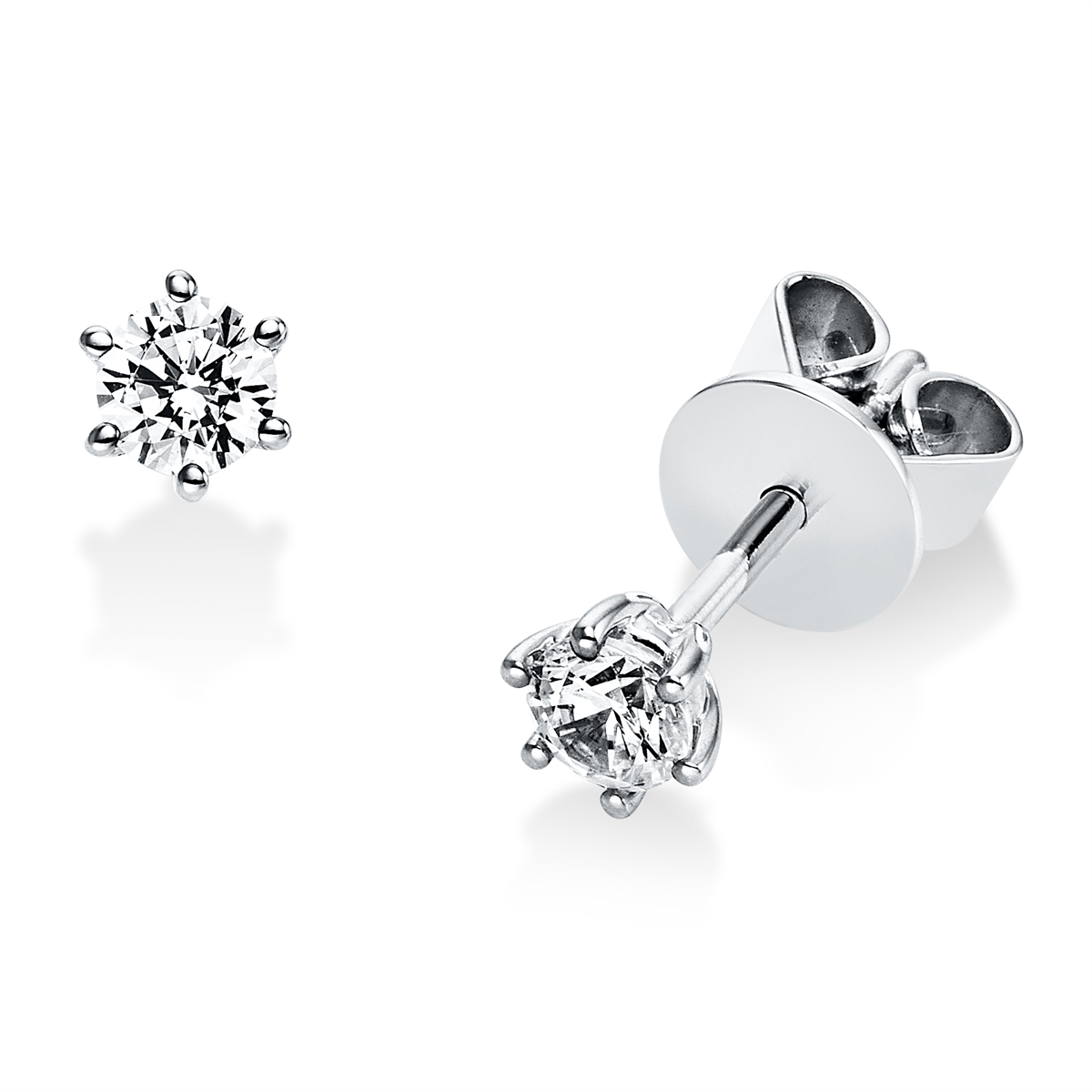 diamond full cut  solitaire studs in white gold