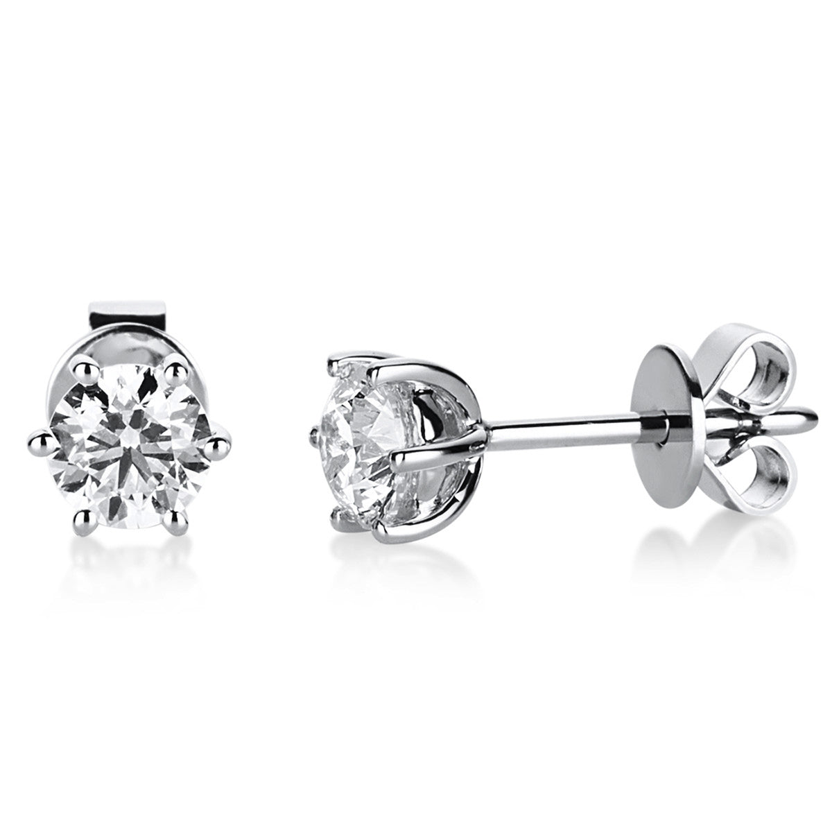 diamond full cut  solitaire studs in white gold