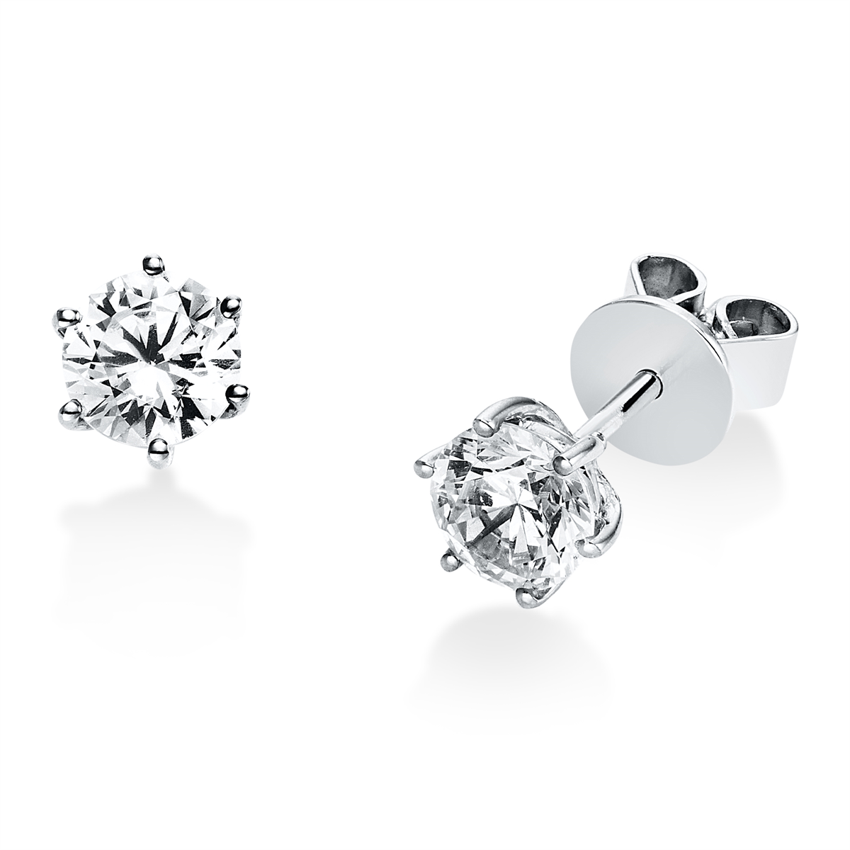 diamond full cut  solitaire studs in white gold