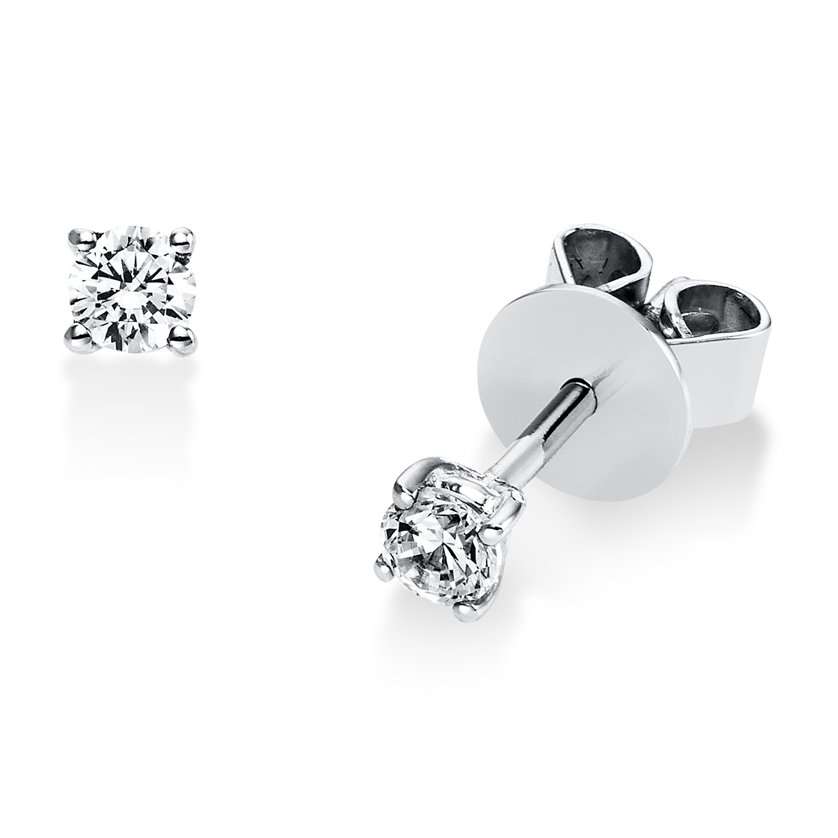 diamond full cut  solitaire studs in white gold