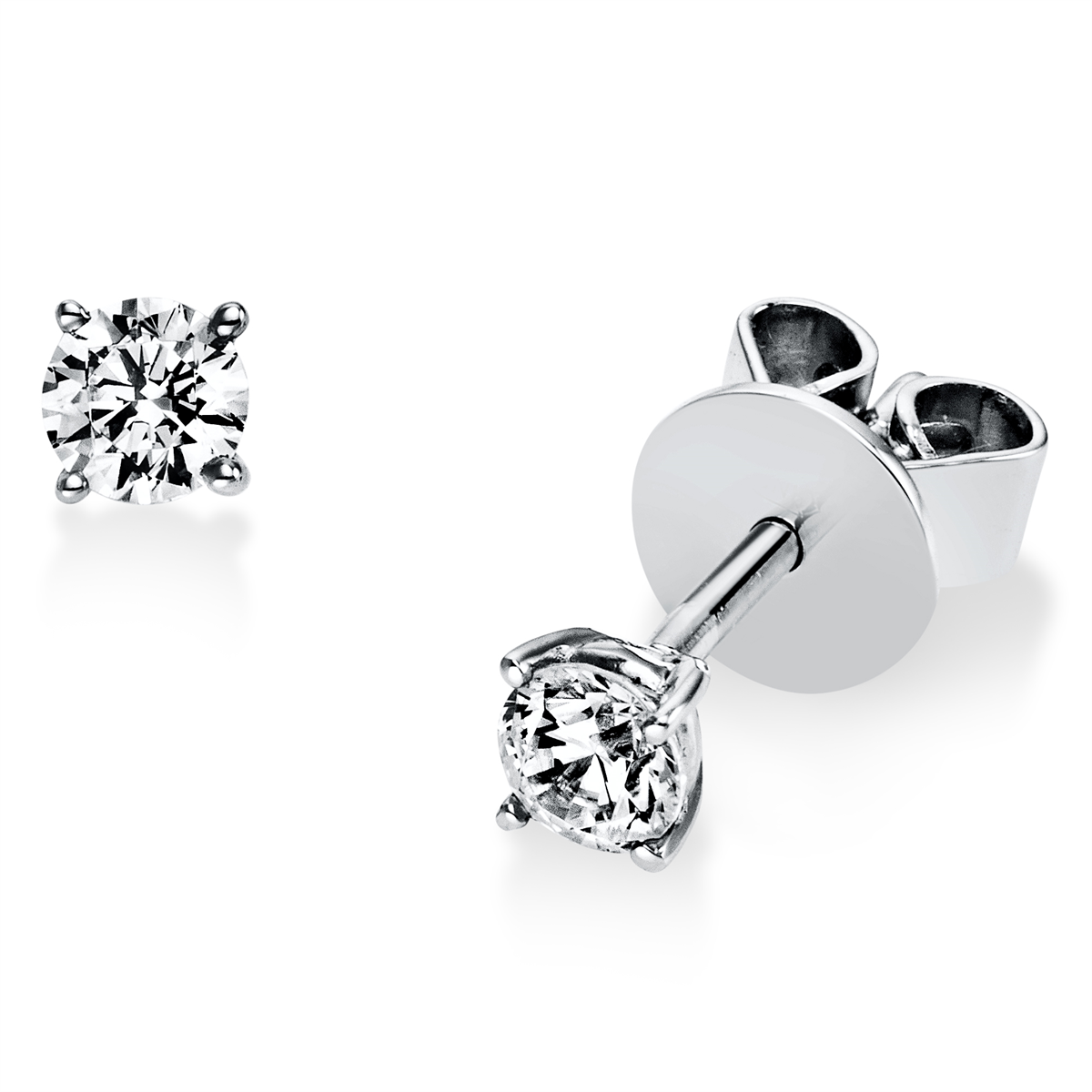 diamond full cut  solitaire studs in white gold
