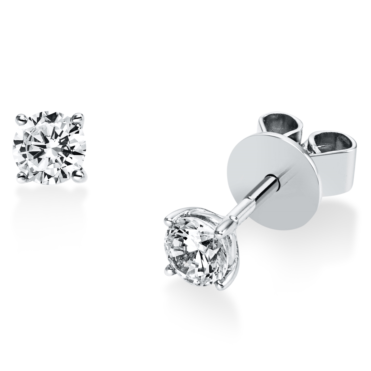 diamond full cut  solitaire studs in white gold