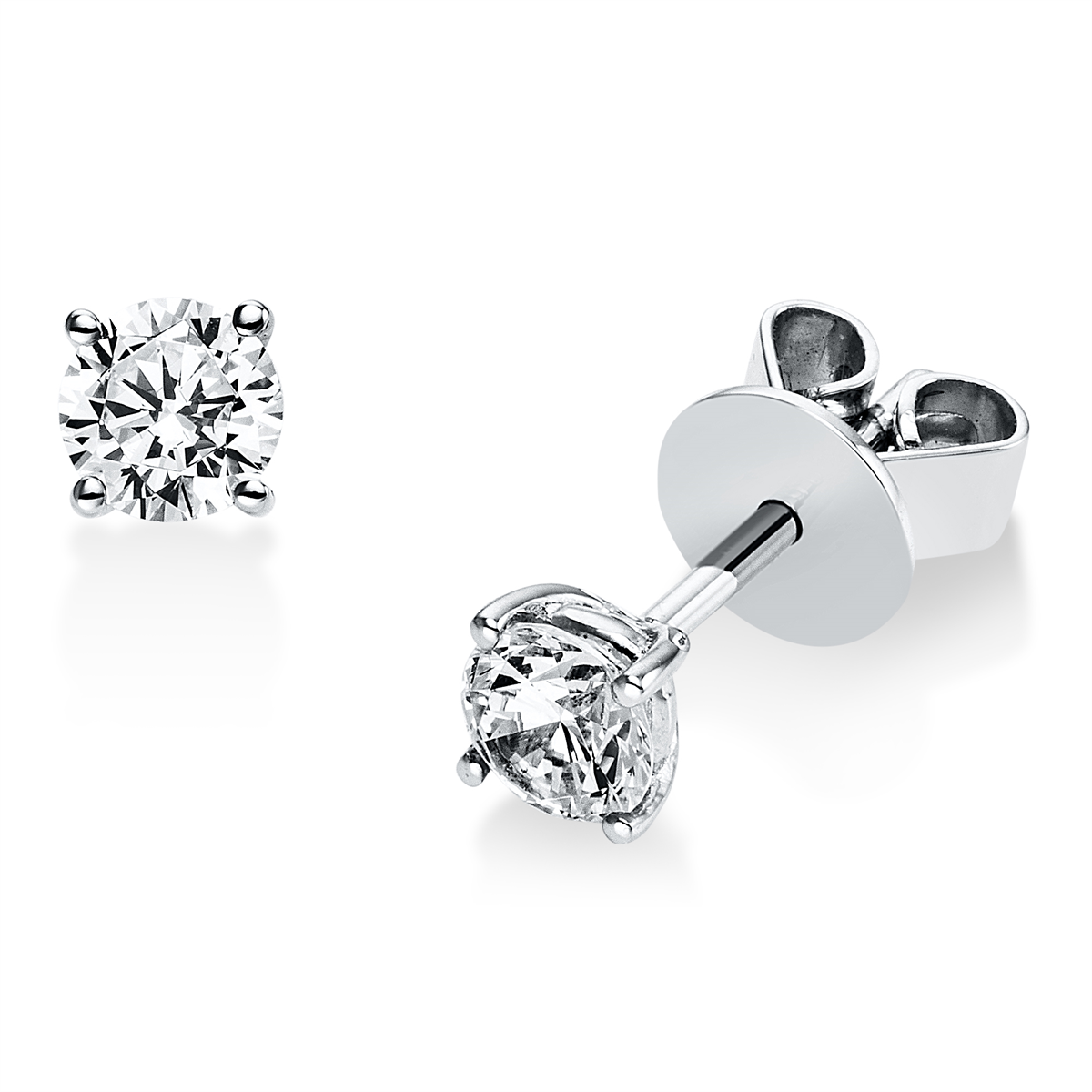diamond full cut  solitaire studs in white gold