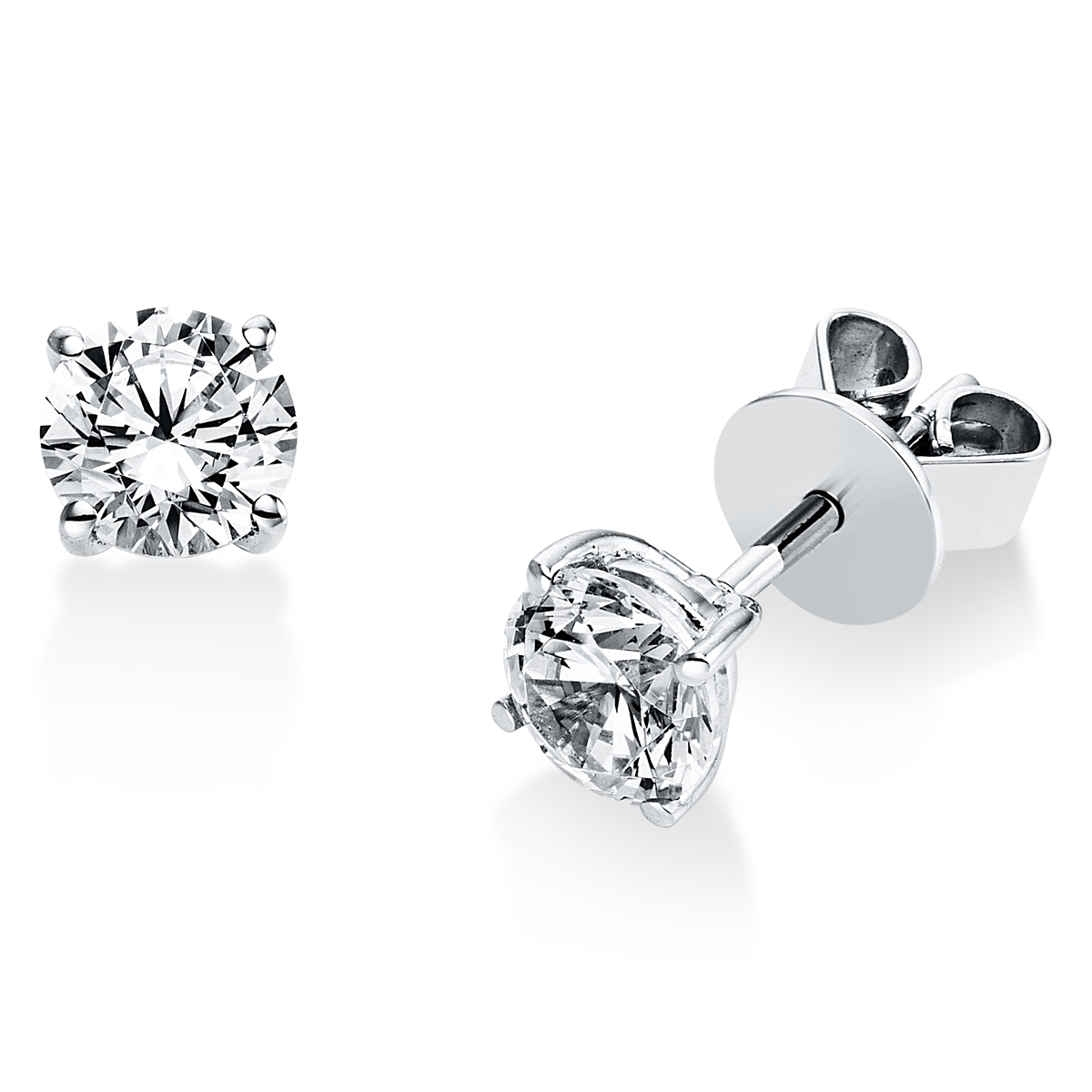 diamond full cut  solitaire studs in white gold