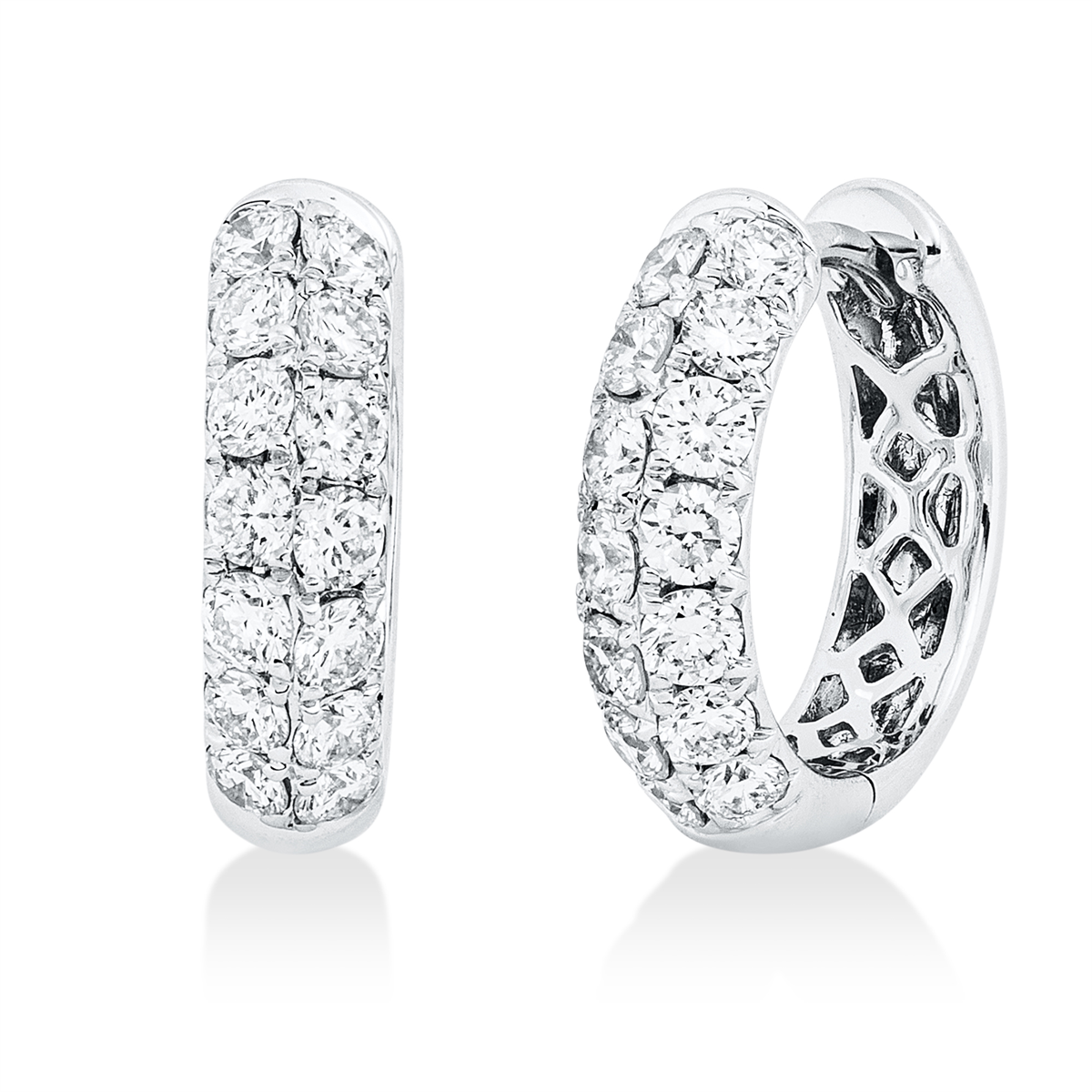 diamond full cut  pavé hoops & huggies in white gold