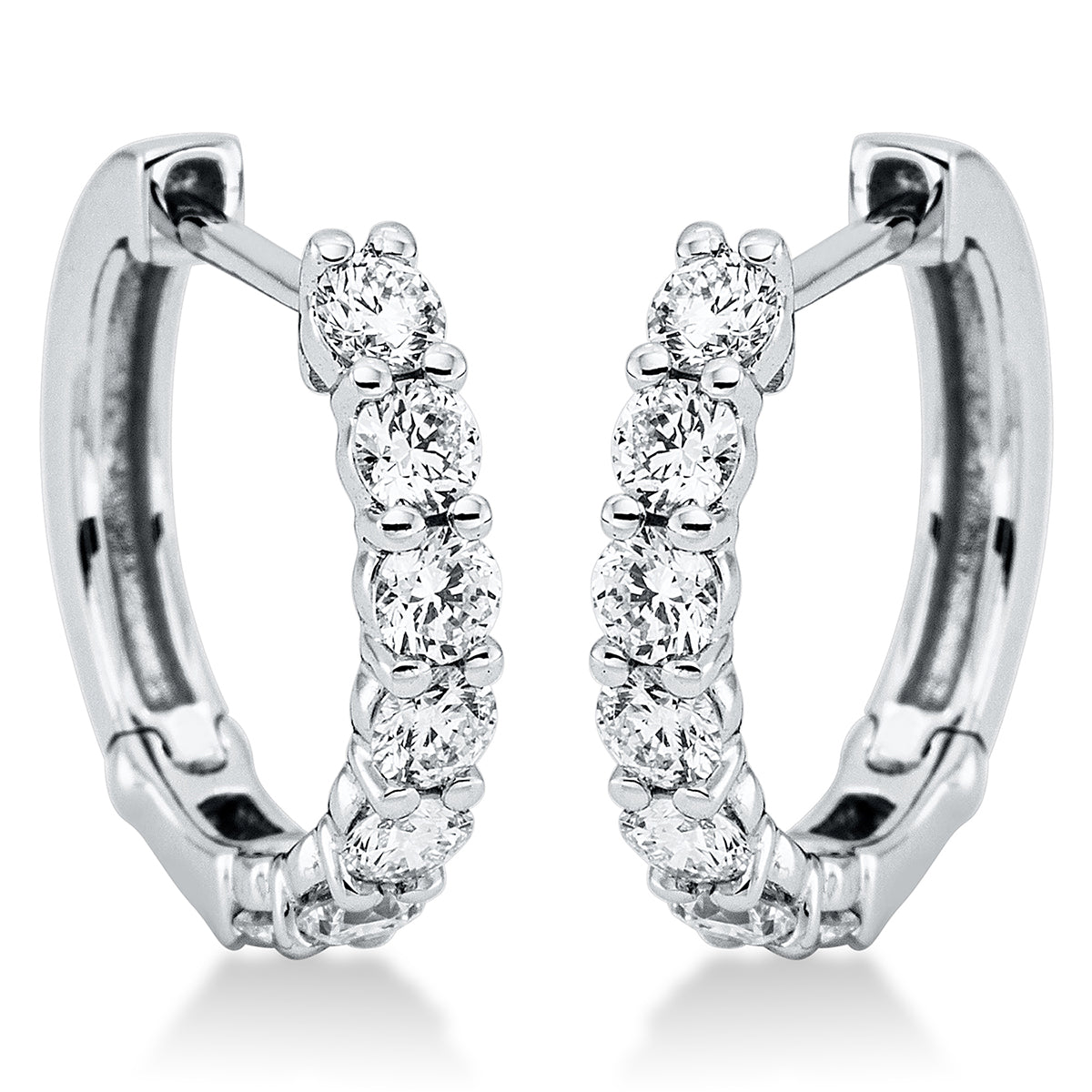 diamond full cut  modern woman hoops & huggies in white gold