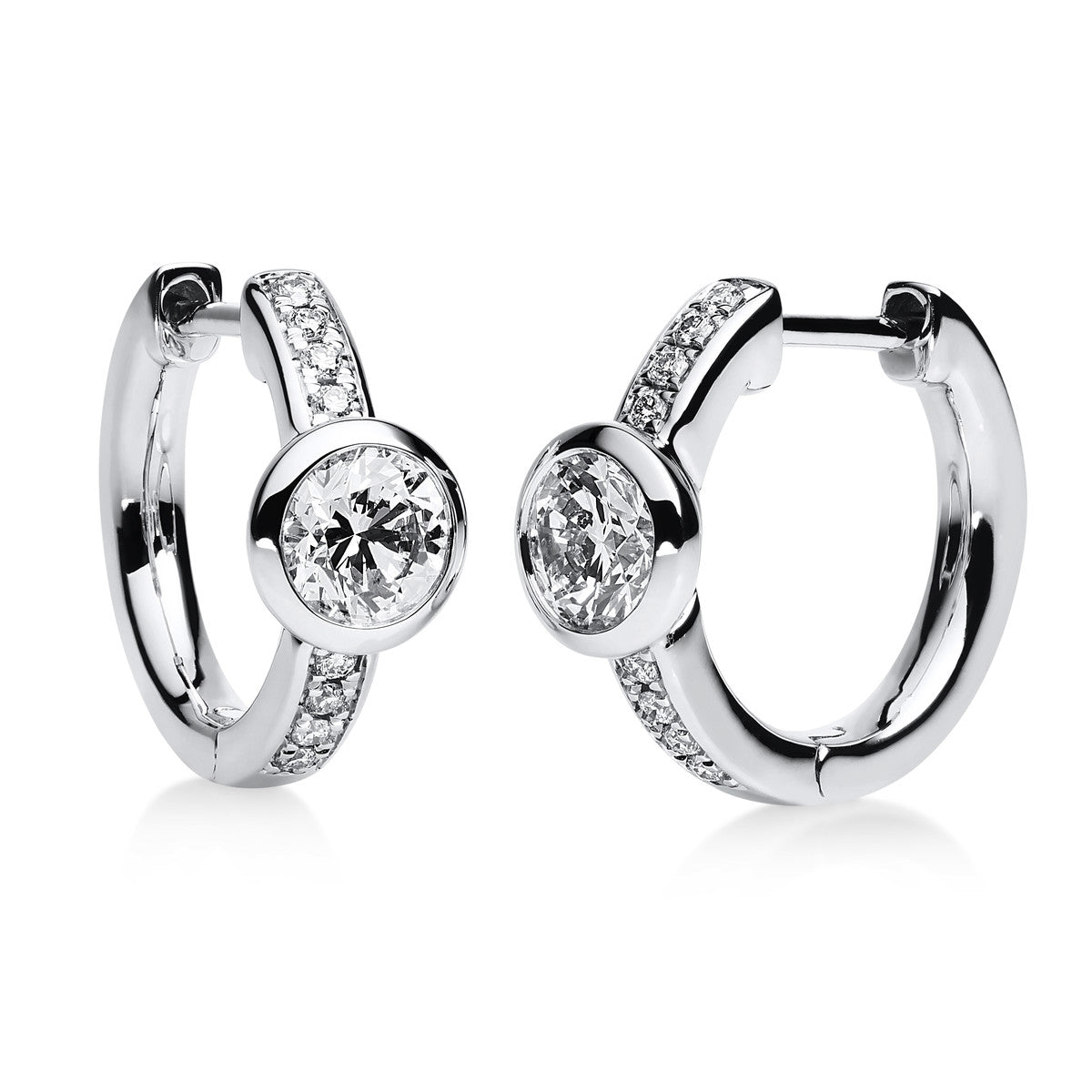 solitaire met accentstenen hoepels en huggies - 2B653