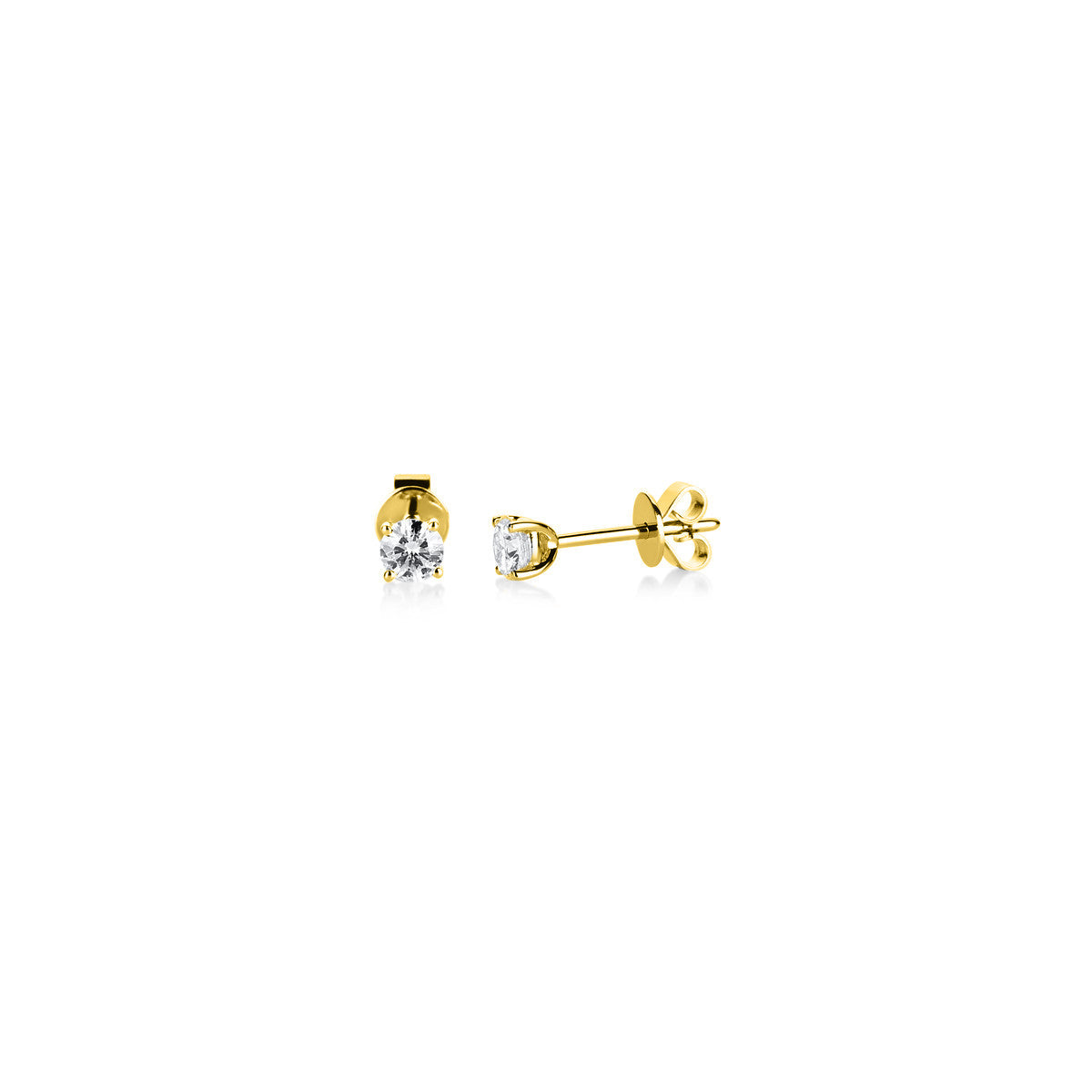 diamond full cut  solitaire studs in yellow gold